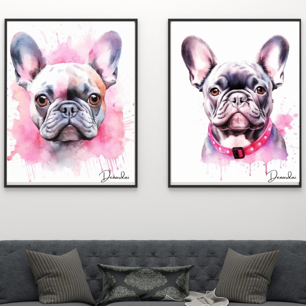 French Bulldog Print Set 11x17 Gift for for French Bulldog Lovers